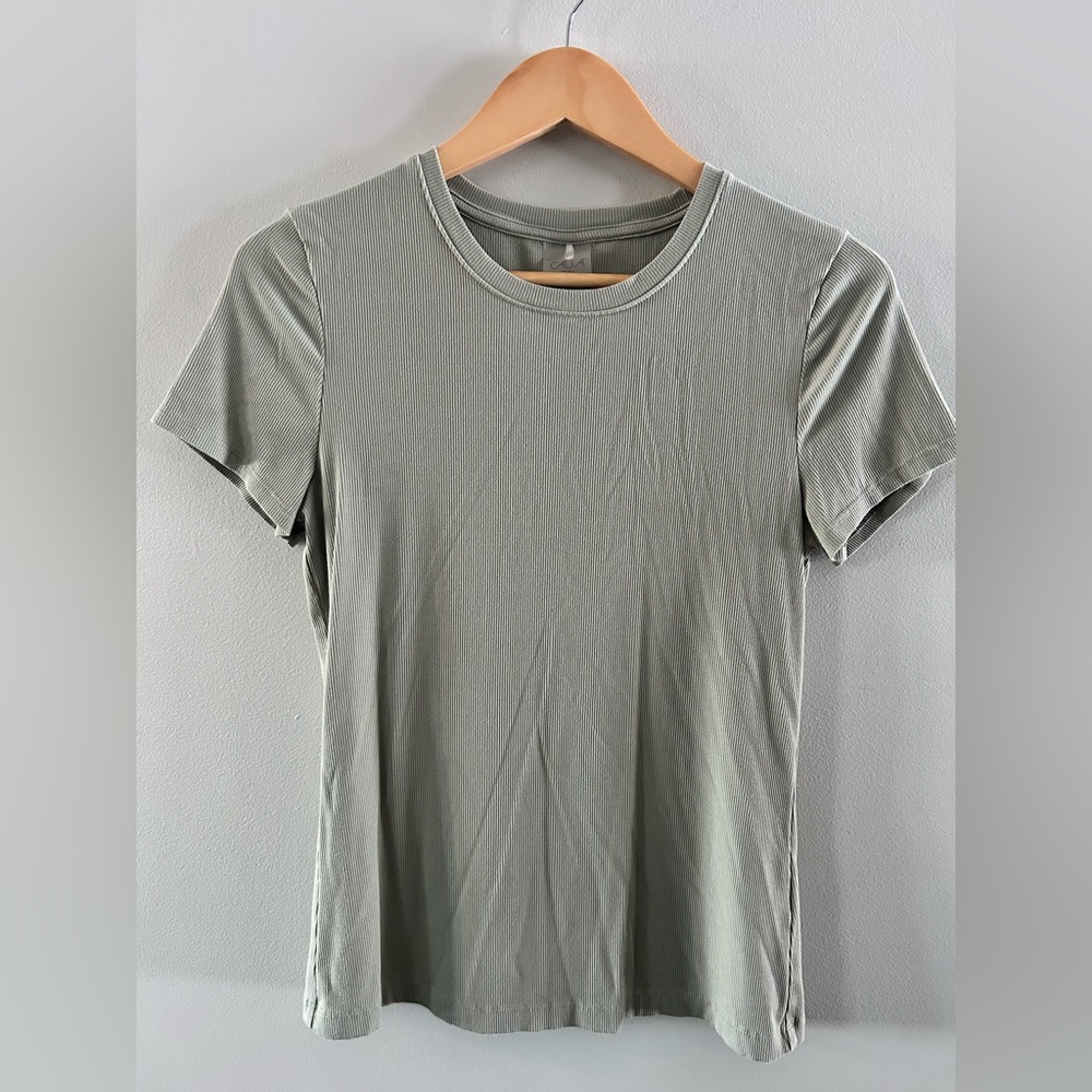 Sage Green Ribbed T-Shirt